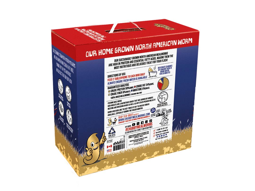 10Lbs Chubby North American Dried Mealworms Recyclable Box Non-GMO