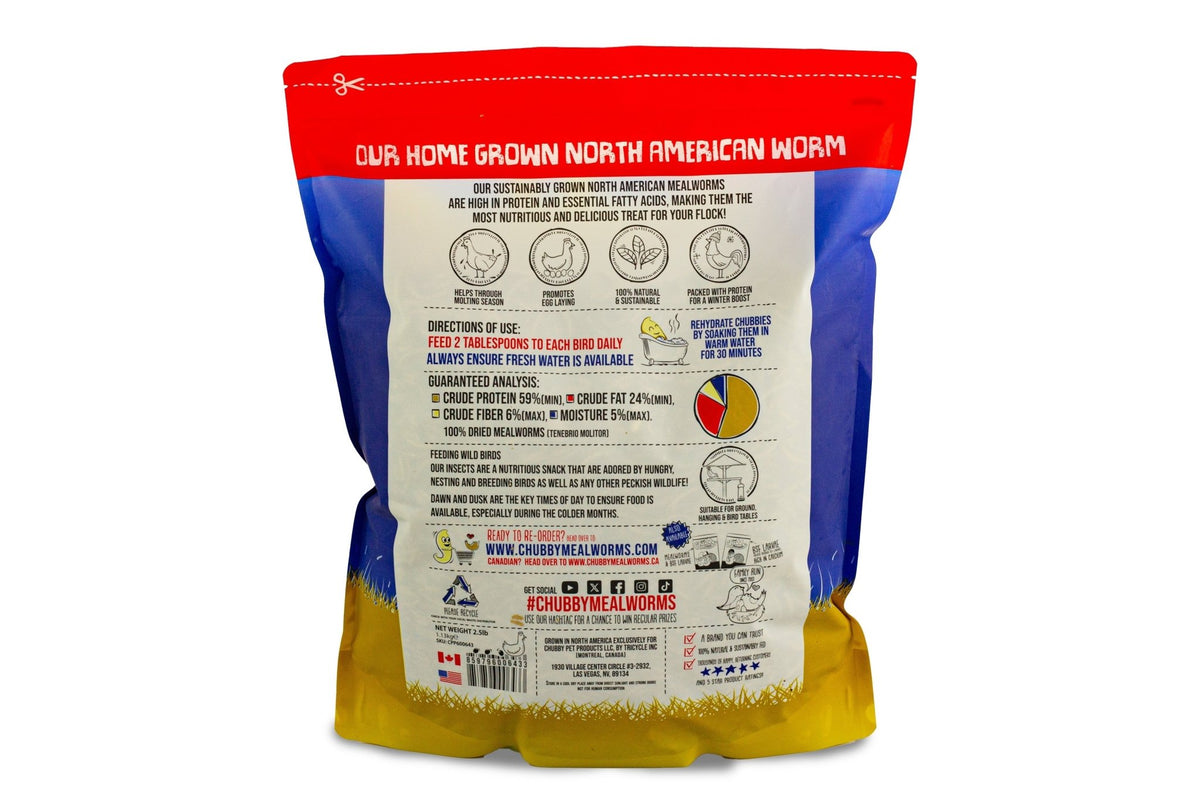 2.5Lbs Chubby North American Dried Mealworms Non-GMO