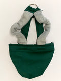 Hen Holster Bird Diaper/Harness (Hand-Made in USA) with Removable Vinyl Liner XS (bantams & pigeons) Hunter Green Bikini bottom