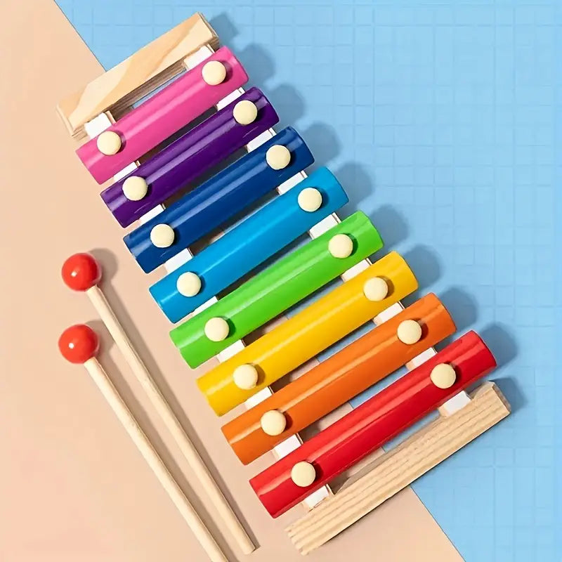 Chicken Xylophone Toy: Wooden Rainbow Instrument for Coop Enrichment & Bird Entertainment
