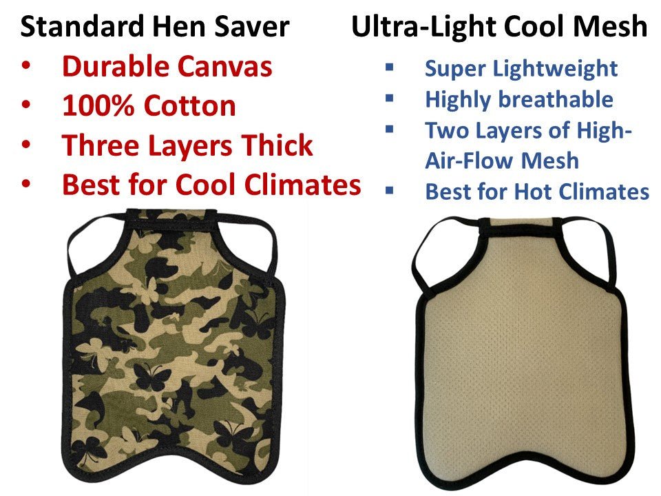 Hen Saver Ultra-Light Chicken Saddle for Hens (Cool Mesh Hen Apron Made in USA)
