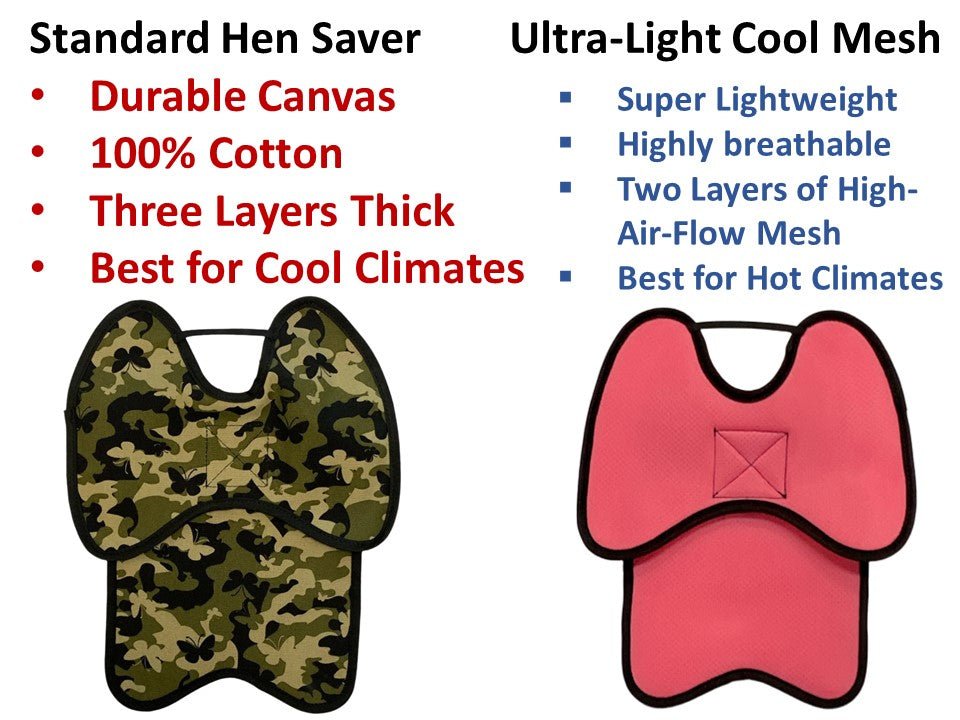 Hen Saver Ultra-Light Chicken Saddle for Hens (Cool Mesh Hen Apron with Shoulder Protectors)