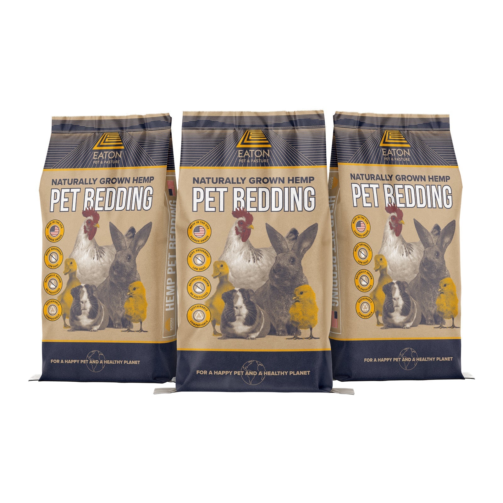 Naturally Grown Premium Hemp Pet Bedding 8 LB 3-PACK