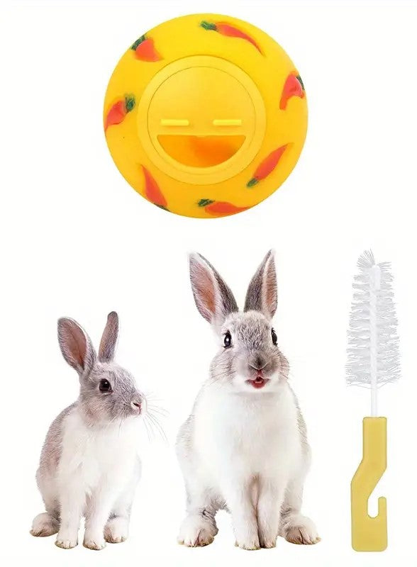 Bunny Toy Set: Interactive Treat Ball, Bunnies, Cleaning Brush - Crazy K Farm Pet & Poultry: Fun for Rabbits & Small Animals