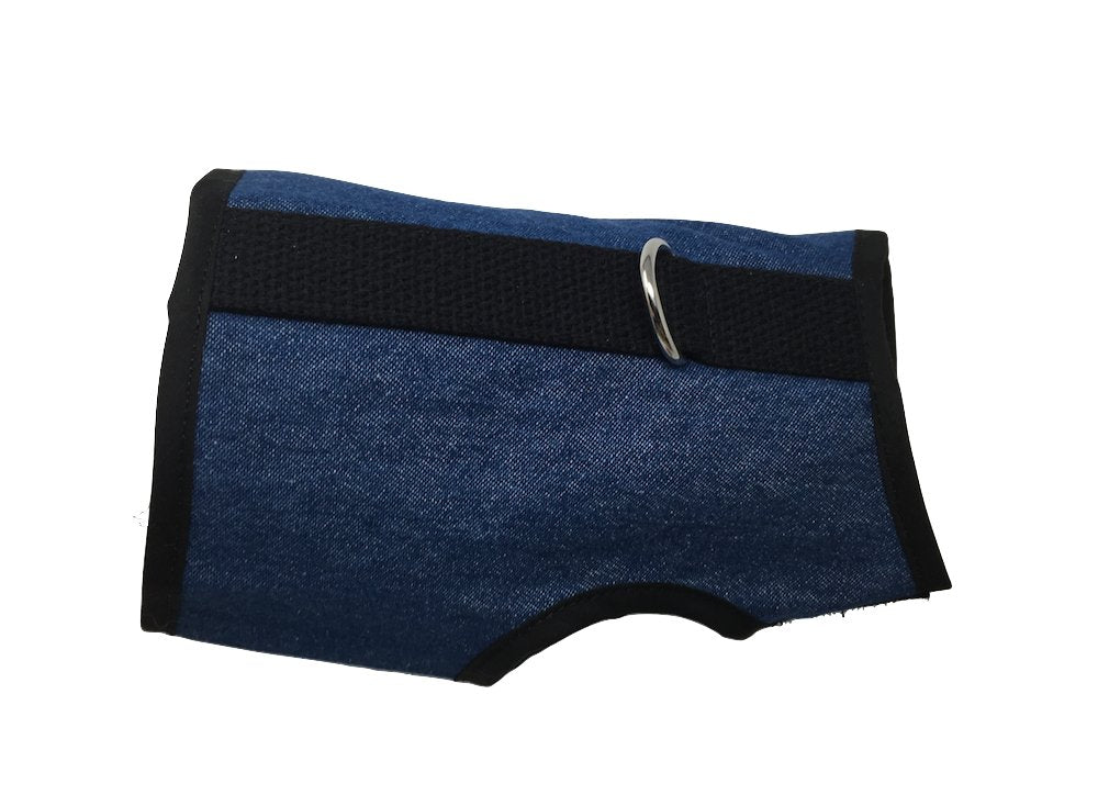 Custom Handmade Doggy Holster Small Dog Harness (Made in USA) Denim Blue