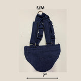 Hen Holster Bird Diaper/Harness (Hand-Made in USA) with Removable Vinyl Liner S M (smaller breeds) Denim Bikini bottom