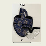 Hen Holster Bird Diaper/Harness (Hand-Made in USA) with Removable Vinyl Liner S M (smaller breeds) Blue Bandana Wrap around