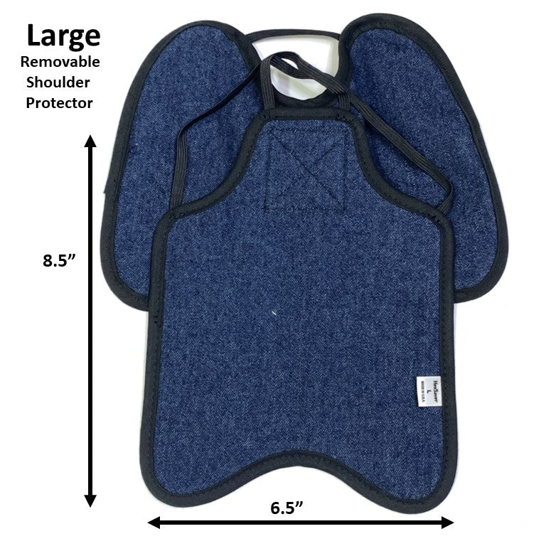Hen Saver Hen Apron/Saddle with Shoulder Protectors (Made in the USA) (FBA) Double Strap Denim Large (Most Standard Chickens) Removable