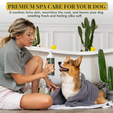 Dog Spa Day: Corgi enjoying Barrow & Hound Shampoo by Crazy K Farm. Itch relief and silky coat!