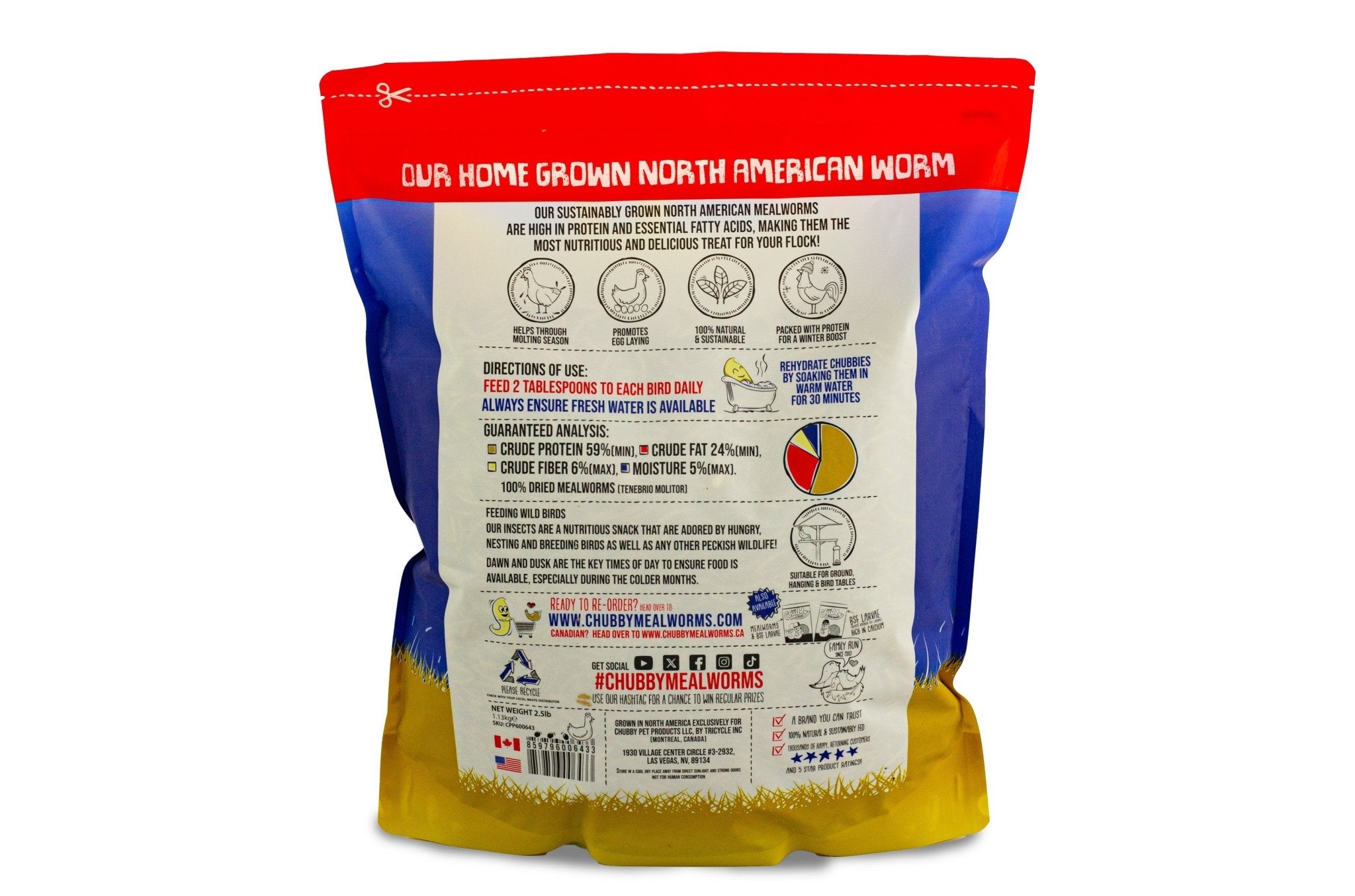 5Lbs Chubby North American Dried Mealworms Non-GMO