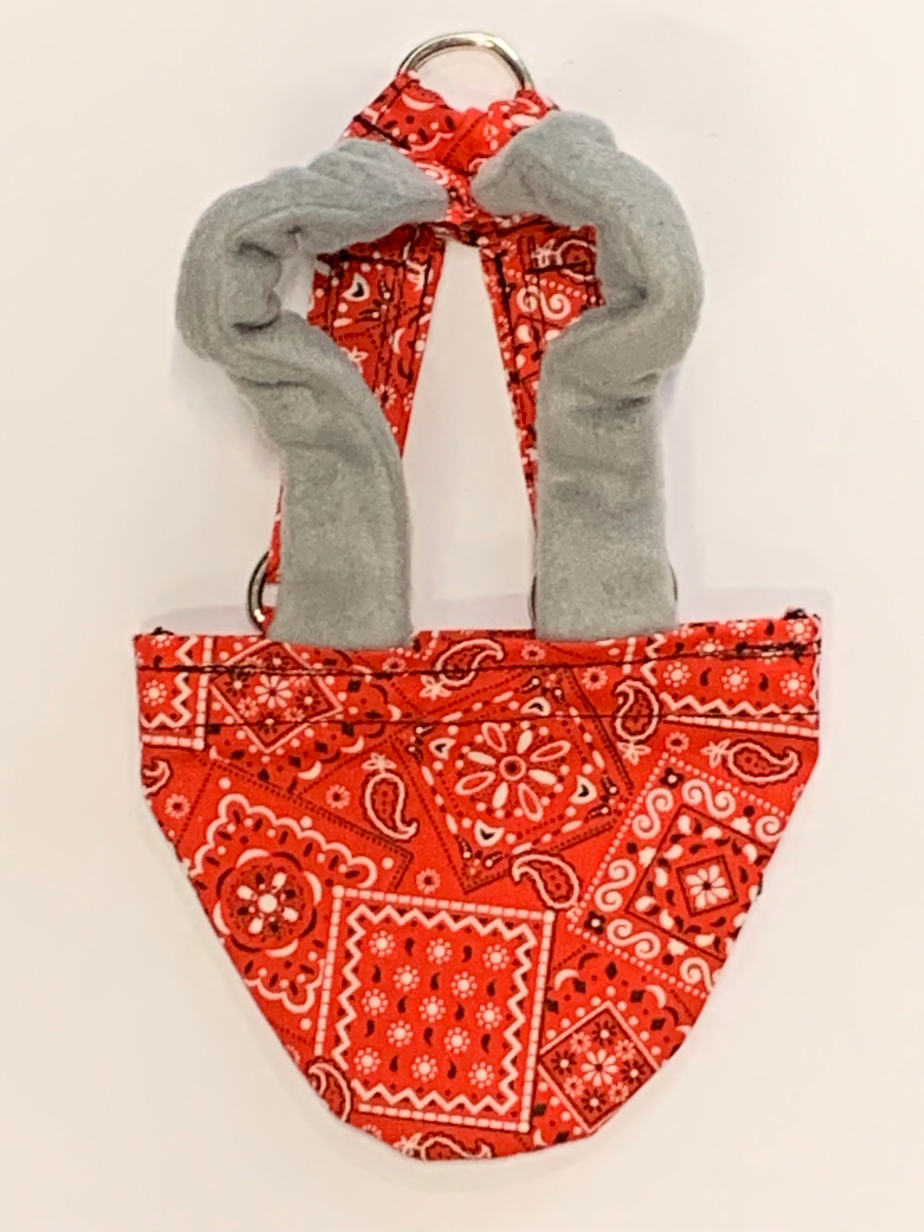 Hen Holster Bird Diaper/Harness (chicken diaper, duck diaper, pigeon diaper with Removable Vinyl Liner) XS (bantams & pigeons) Red Bandana Bikini bottom