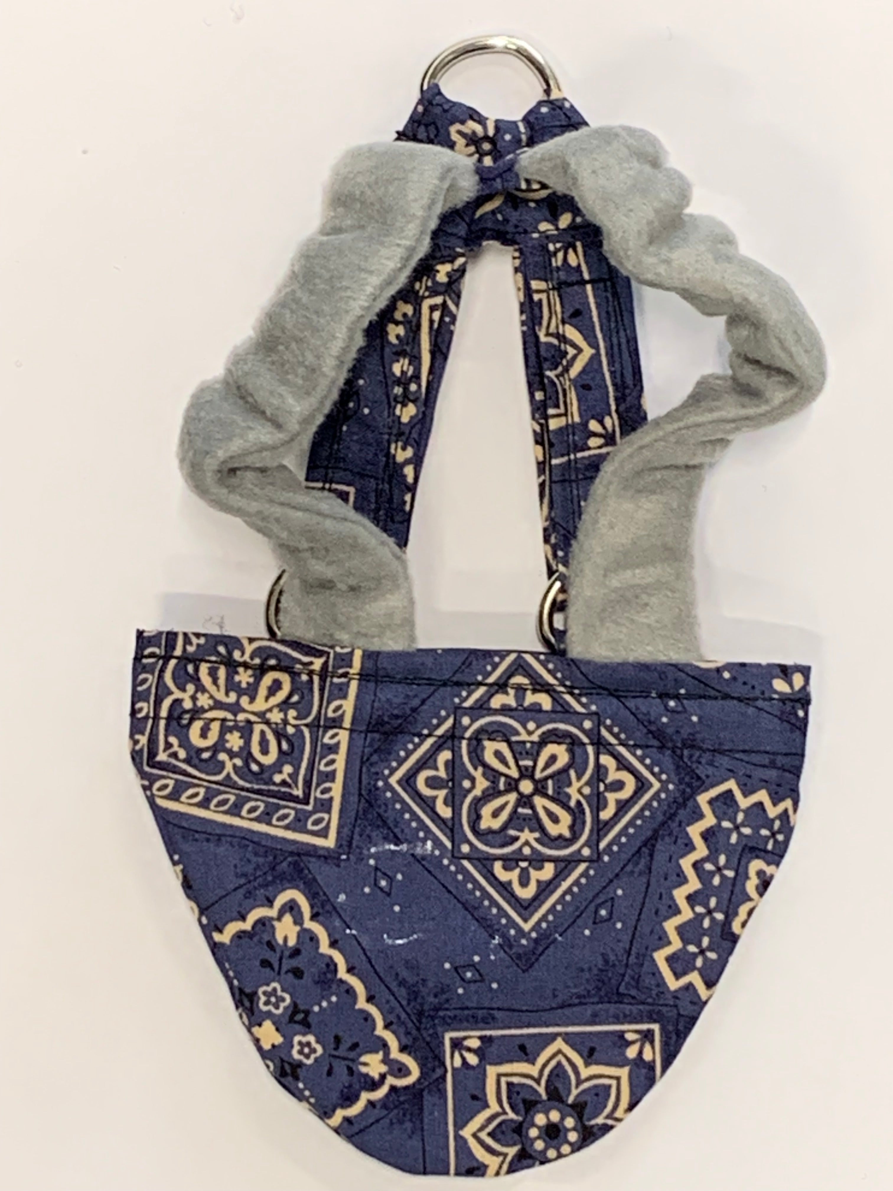 Hen Holster Bird Diaper/Harness (chicken diaper, duck diaper, pigeon diaper with Removable Vinyl Liner) XS (bantams & pigeons) Blue Bandana Bikini bottom