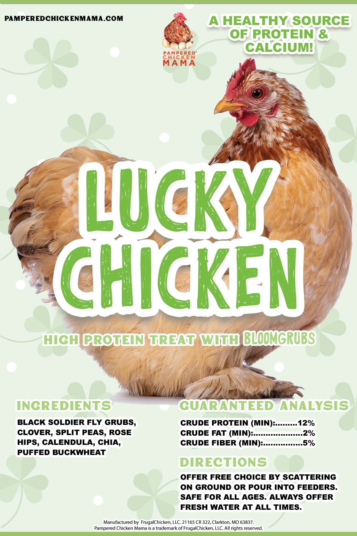 Lucky Chicken Treat: High Protein Blend with BloomGrubs for Foraging Chickens