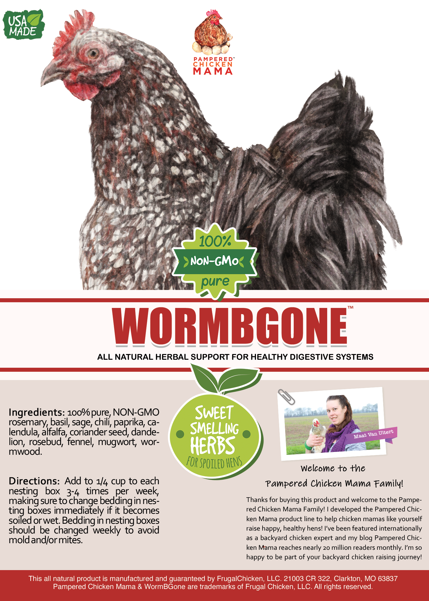 WORMBGONE Nesting Herbs for Chickens: All-Natural Parasite Control with Roses, Chilis, Calendula & Dandelion - Pampered Chicken Mama
