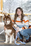 Aria the Fox Blue Waterproof Dog Leash: Woman and Husky with Blue Sky Orchid Leash