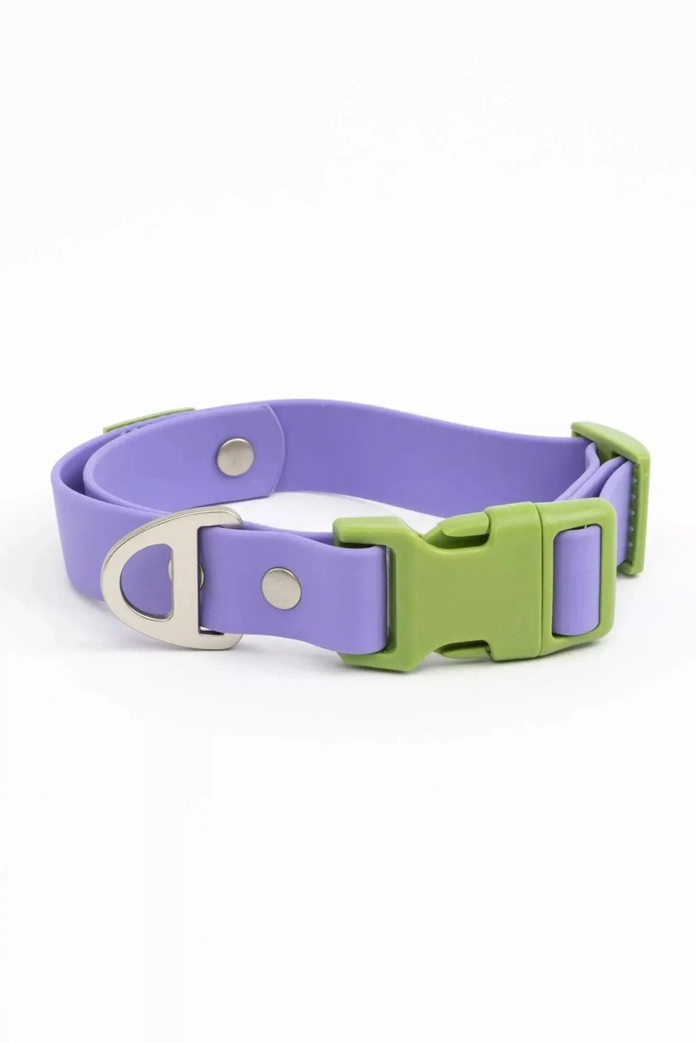 Aria the Fox Lavender Garden Waterproof Dog Collar Lavender Meadow Green