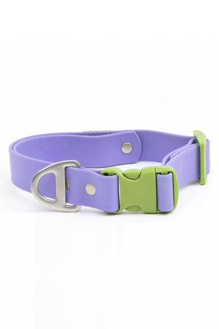 Crazy K Farm Aria the Fox Lavender Garden Waterproof Dog Collar - Lavender & Green, Adjustable Buckle, Heavy-Duty D-Ring