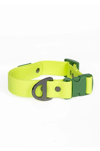 Crazy K Farm ARIA Mossy Pine Dog Collar - Waterproof, Stylish, Green/Yellow Collar for Dogs