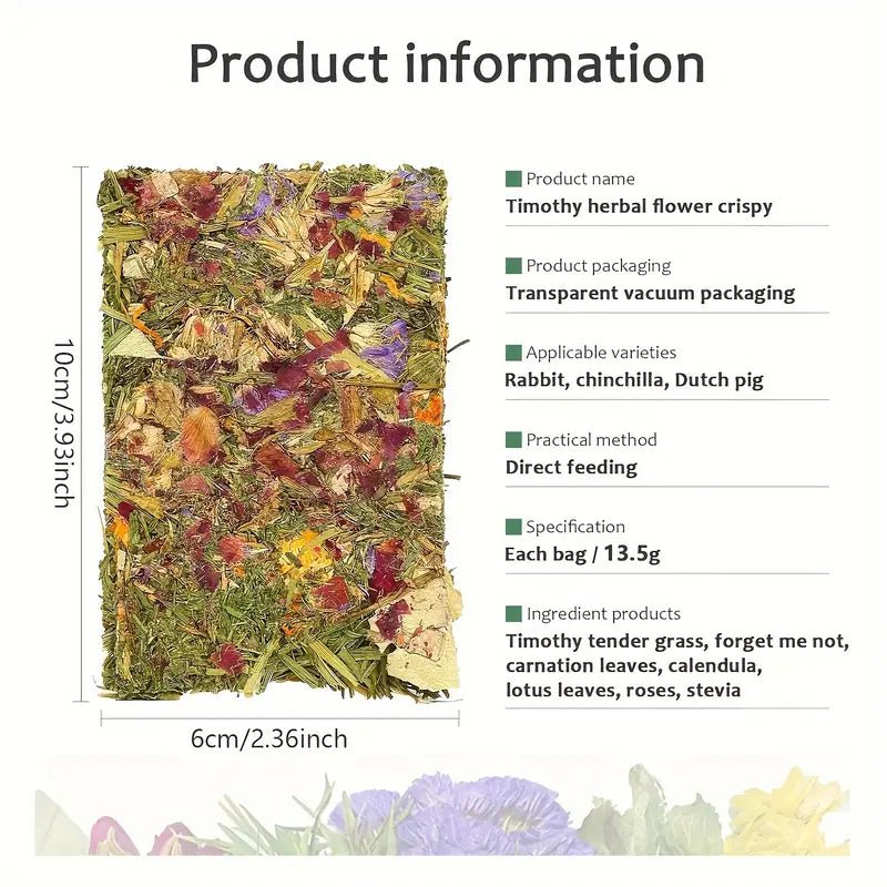 Assorted Flower And Grass Chips for Rabbits and Small Animals (pack of 5)