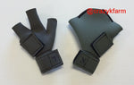A pair of grey gloves with a number on them and a matching Clearance Birdy Bootie (Made in USA) - SECONDS for injured feet.