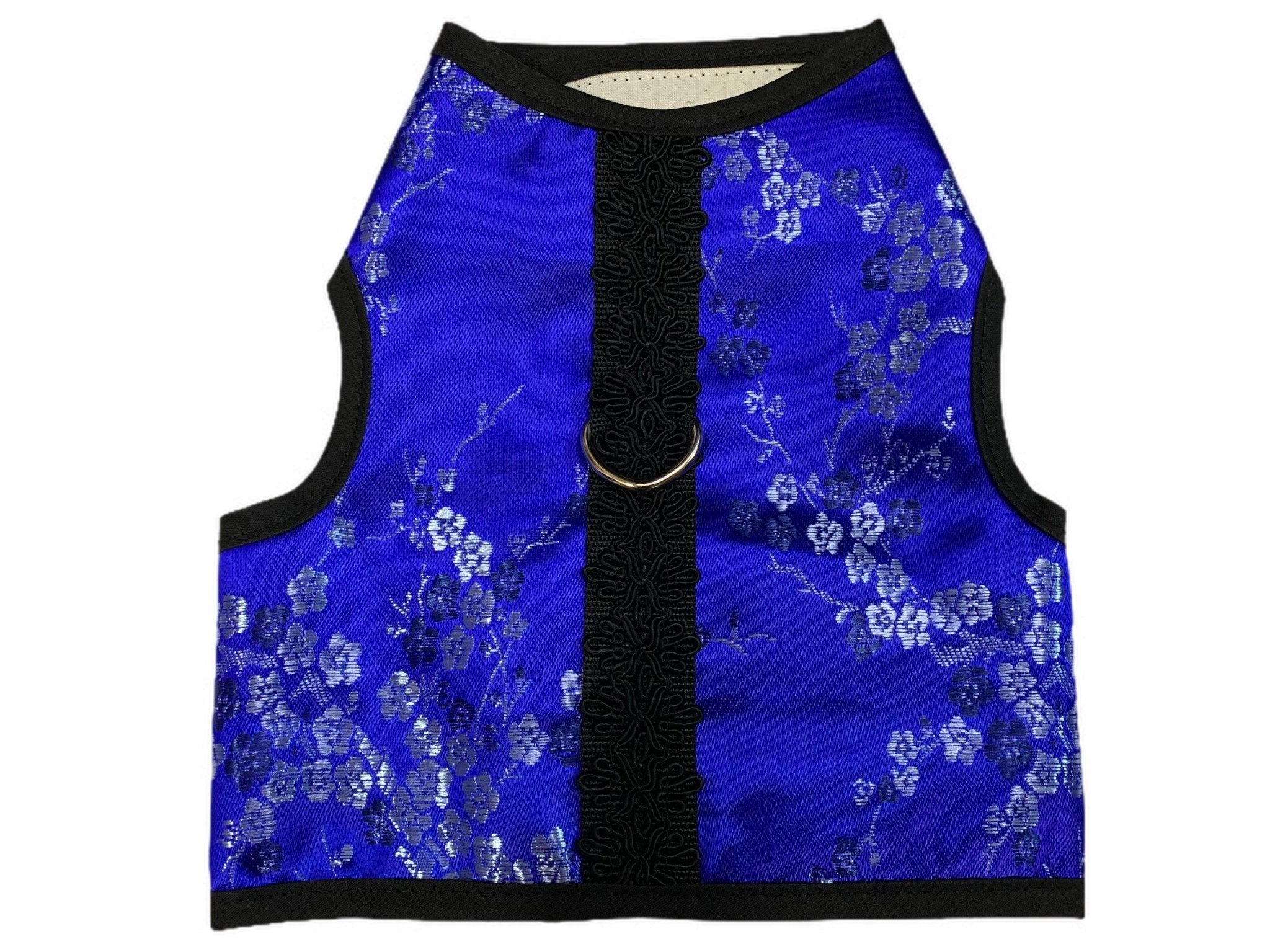 Kitty Holster Custom Cat Harness (Premium Boutique Kitty Holster) Royal Blue Cherry Blossom