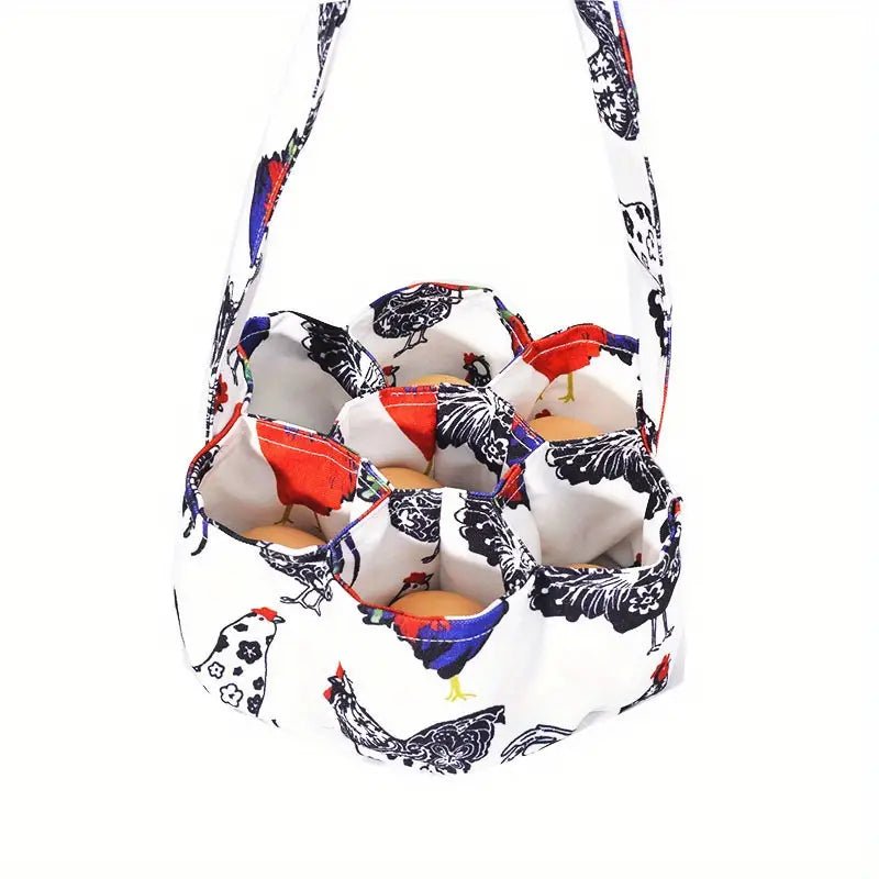 Eggs Collecting Basket With 7 Pouches Flower Chickens