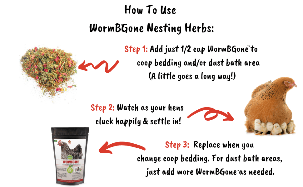 WormBGone Nesting Herbs For Pet Chickens With Roses, Chilis, Calendula, Dandelion For Healthier Coops