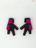 A pair of pink and black Birdy Bootie (Made in USA) gloves on a white surface.