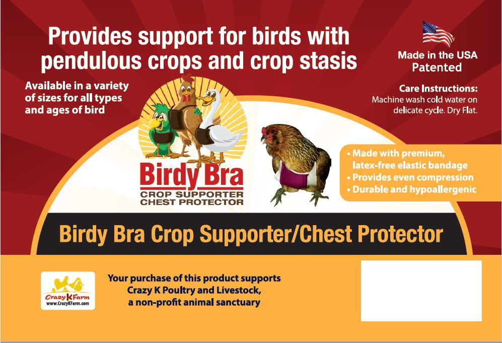 Birdy Bra Crop Supporter and Chest Protector - Made in USA – Crazy K Farm  Pet and Poultry