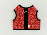 A stylish Bunny Holster Rabbit Harness in red on a white background.
