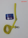 A yellow Clearance Holster Leash (Made in USA) with a metal clearance tag attached to it.