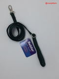 A green Clearance Holster Leash with a tag attached to it.
