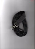 A black leather Clearance Holster Leash (Made in USA) with a metal clasp.