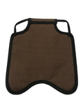 A brown and black Custom Handmade Hen Saver Hen Apron/Saddle (Made in USA), offering added protection, for a motorcycle.