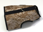 A comfortable Custom Kitty Holster Camo Harness (Made in USA) with a buckle.