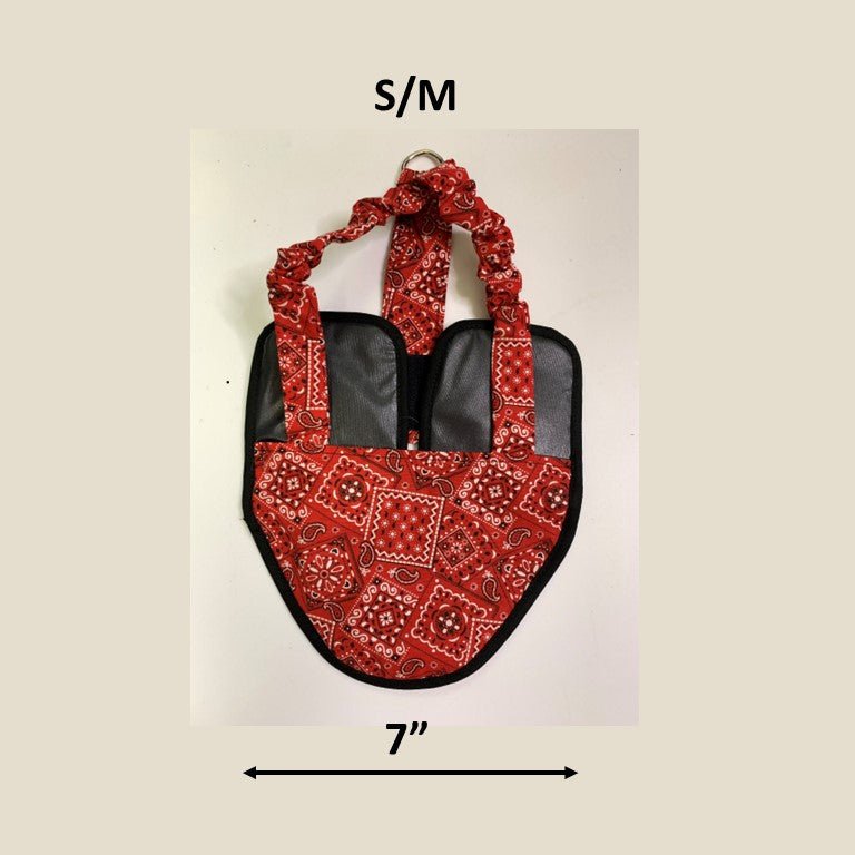Hen Holster Chicken Diaper Harness with Permanent Sewn-in Liner (Duck Diaper, Goose Diaper, Parrot Diaper) Red Bandana S M (smaller chickens & ducks)