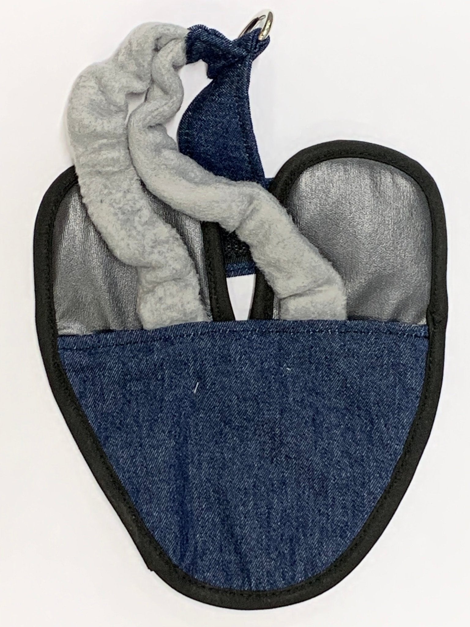 Hen Holster Chicken Diaper Harness with Permanent Sewn-in Liner (Duck Diaper, Goose Diaper, Parrot Diaper) Denim Blue XS (pigeons and small chickens)