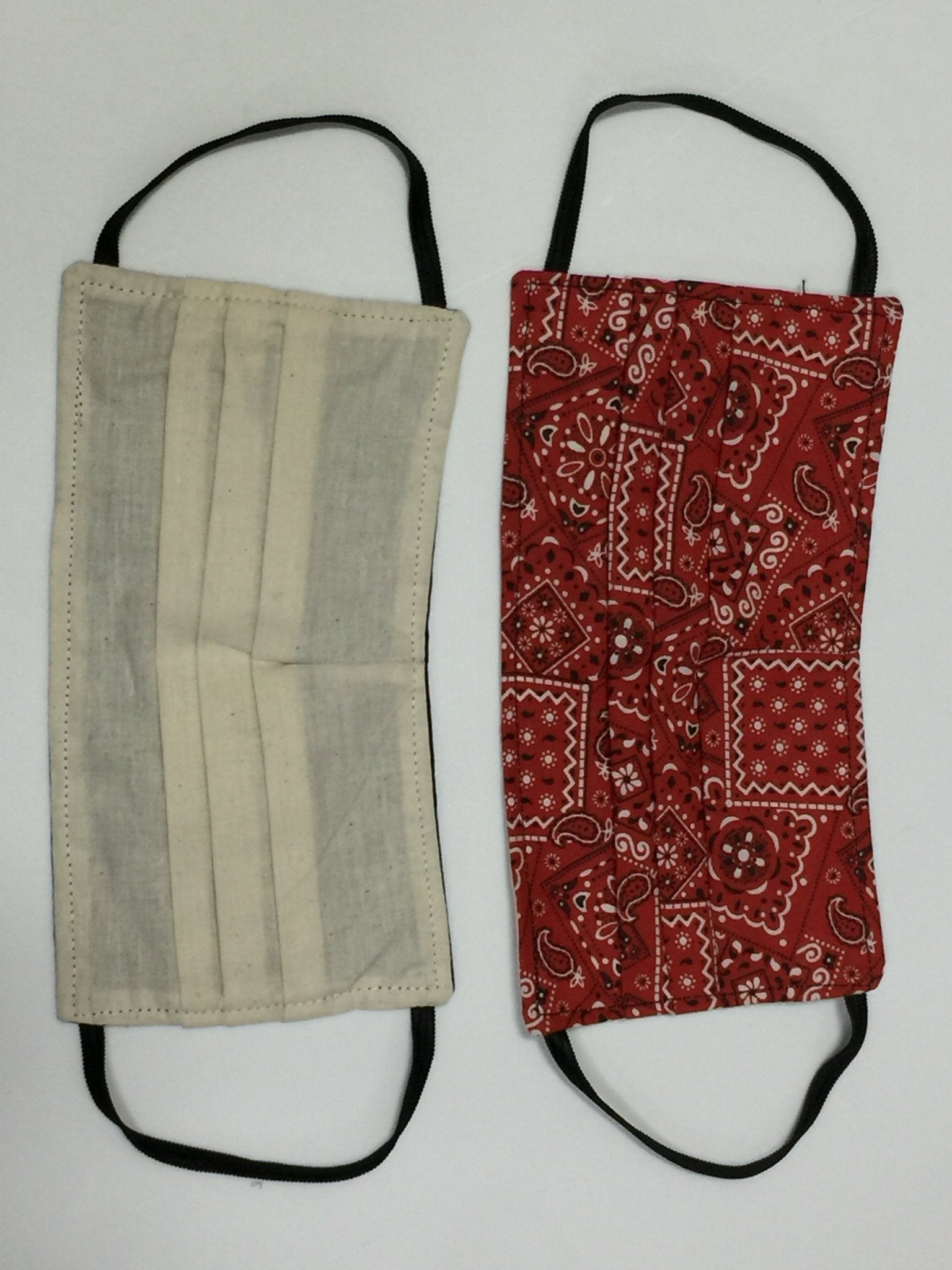 Reusable Made-in-the-USA Cotton Face Masks Red Bandana (2 Ply) No nose wire