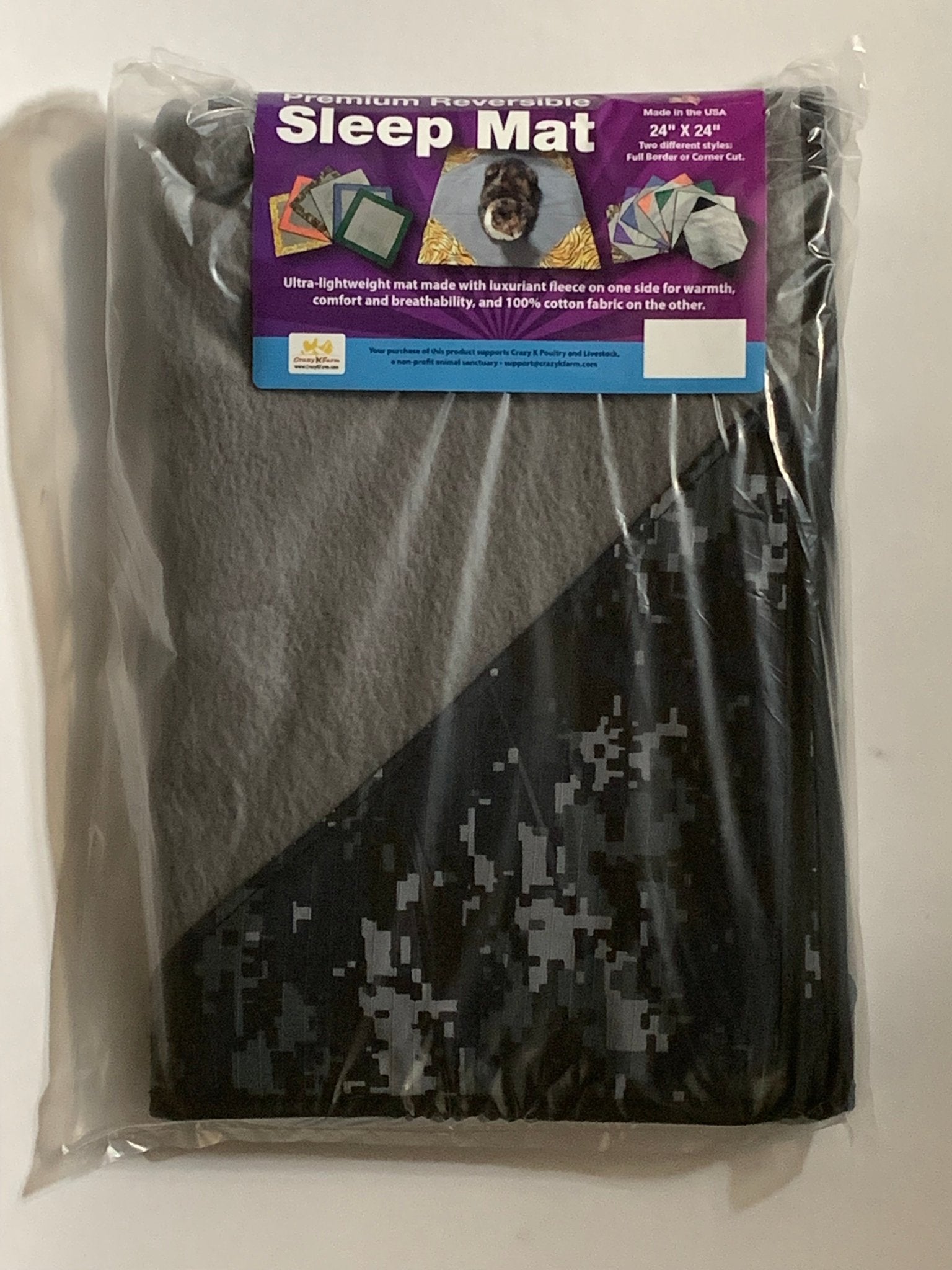 Premium Reversible Pet Sleep Mat 24" X 24" (Made in USA) Navy Blue Camo Corner